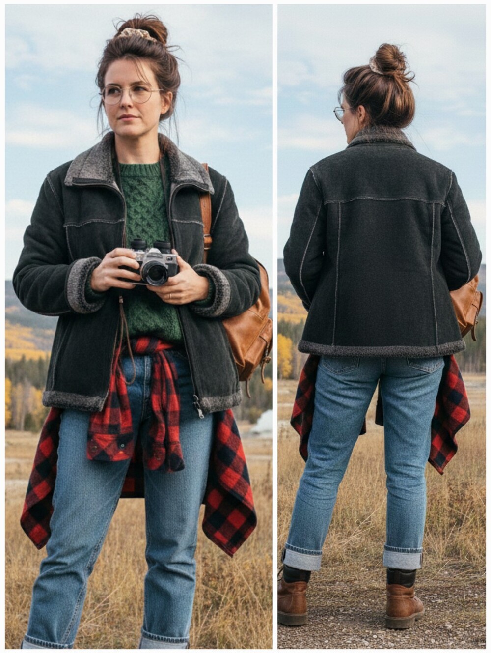 Cherokee M Vintage 90s Gorpcore Western Outdoor Suede Shearling Jacket